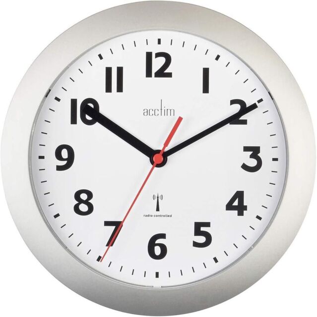 Acctim Parona Wall Clock Radio Controlled 23cm in Silver - image 1