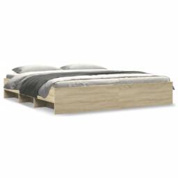 Berkfield Home Bed Frame without Mattress Sonoma Oak 200x200 cm Engineered Wood in Light Brown - thumbnail 1