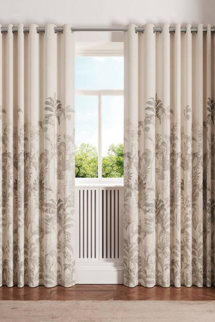 Ted Baker 'Rhapsody' Cotton Lined Curtains in Cream - Size: 168 cm width x 183 cm drop - image 1