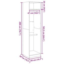 Berkfield Home Wardrobe Old Wood 50x50x200 cm Engineered Wood in Brown - Size: 50 x 50 x 200 cm - thumbnail 9