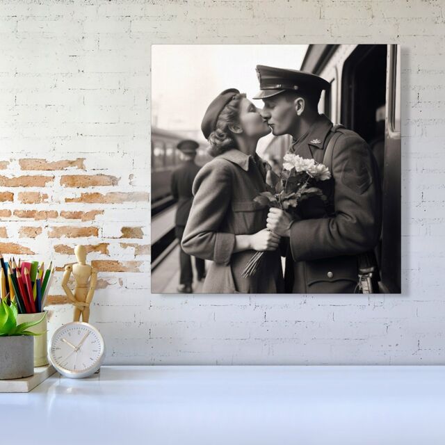 "Warren Reed - Designer A Kiss Goodbye Canvas in Black - Size: W16"" x H16""" - image 1