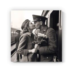 "Warren Reed - Designer A Kiss Goodbye Canvas in Black - Size: W16"" x H16""" - thumbnail 2