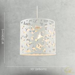 Happy Homewares Unique Butterfly Themed Pendant Ceiling Light Shade in Gloss White - thumbnail 7