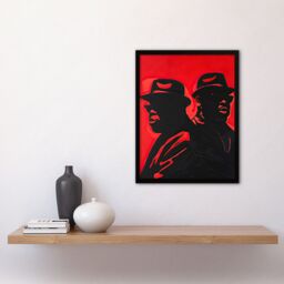 "Artery8 Two Rappers Red Black Portrait Painting Hip-Hop Framed Art Print - Size: W12"" x H16""" - thumbnail 4