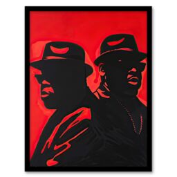 "Artery8 Two Rappers Red Black Portrait Painting Hip-Hop Framed Art Print - Size: W12"" x H16""" - thumbnail 1