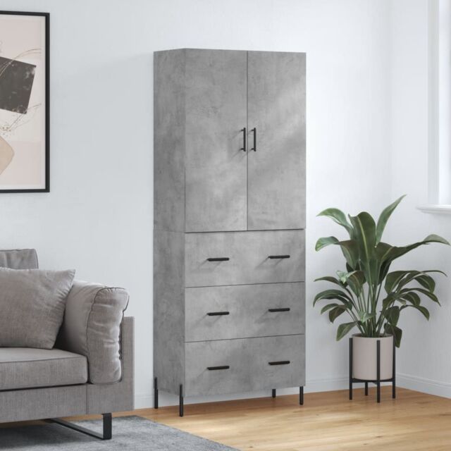 Berkfield Home Highboard Concrete Grey 69.5x34x180 cm Engineered Wood - image 1