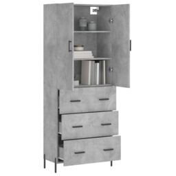 Berkfield Home Highboard Concrete Grey 69.5x34x180 cm Engineered Wood - thumbnail 3
