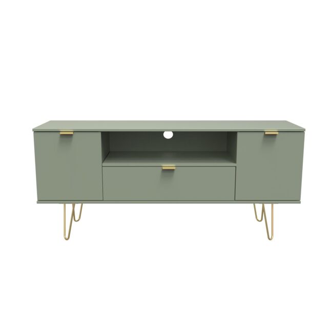 Ready Assembled 2 U Fuji 2 Door 1 Drawer Wide TV Unit (Ready Assembled) in Pale Green - image 1