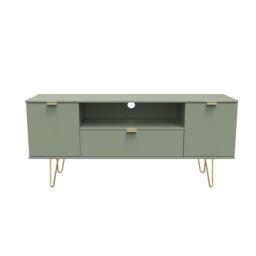 Ready Assembled 2 U Fuji 2 Door 1 Drawer Wide TV Unit (Ready Assembled) in Pale Green