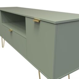 Ready Assembled 2 U Fuji 2 Door 1 Drawer Wide TV Unit (Ready Assembled) in Pale Green - thumbnail 4