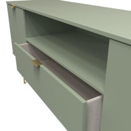 Ready Assembled 2 U Fuji 2 Door 1 Drawer Wide TV Unit (Ready Assembled) in Pale Green - thumbnail 5