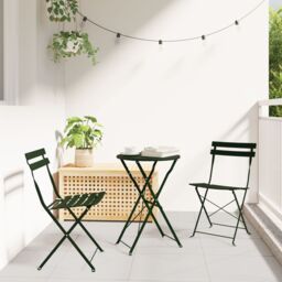 Berkfield Home Outdoor Chairs Dark green Metal Medium Foldable Patio Chair - thumbnail 1