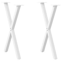 Berkfield Home Dining Table Legs X-Shaped 2 pcs White 60x(72-73) cm Steel - thumbnail 2