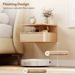 Kelvenix Set of 2 Floating Bedside Table Modern Nightstand with Drawer Oak in Light Brown - Size: 30 cm x 30 cm x 34 cm - thumbnail 3