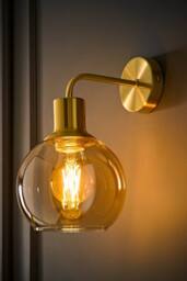ValueLights Bellamy Wired Glass Globe Wall Light in Gold - thumbnail 2