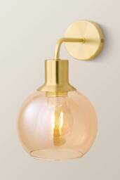 ValueLights Bellamy Wired Glass Globe Wall Light in Gold - thumbnail 3