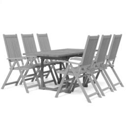 Berkfield Home 7 Piece Garden Dining Set Solid Wood Acacia in Grey - thumbnail 2
