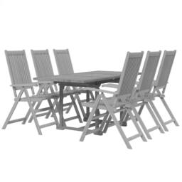 Berkfield Home 7 Piece Garden Dining Set Solid Wood Acacia in Grey - thumbnail 3