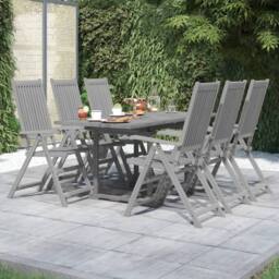 Berkfield Home 7 Piece Garden Dining Set Solid Wood Acacia in Grey