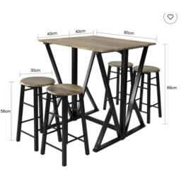 FORGEVIO Folding Bar Table Set in Brown - Size: 0.6m2 - thumbnail 2