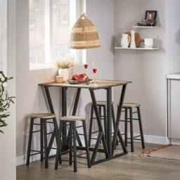 FORGEVIO Folding Bar Table Set in Brown - Size: 0.6m2 - thumbnail 4