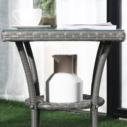STILVORA Bistro Set with Tempered Glass Table Light Grey - thumbnail 8