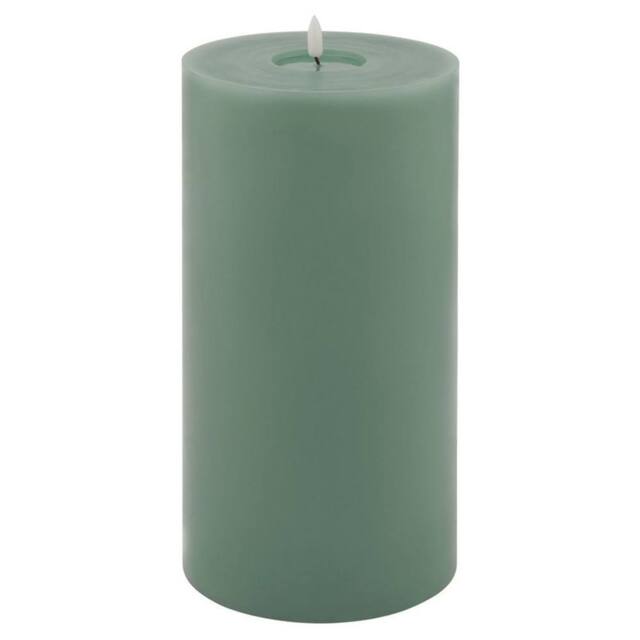 Lemon Pavilion Furniture and Decor Luxe Collection Melt Effect LED Candle, Wax, L15 x W15 x H30 cm, Sage in Green