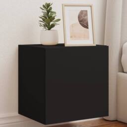 Berkfield Home TV Wall Cabinet with LED Lights Black 40.5x35x40 cm - thumbnail 2