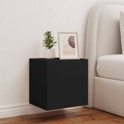 Berkfield Home TV Wall Cabinet with LED Lights Black 40.5x35x40 cm - thumbnail 5