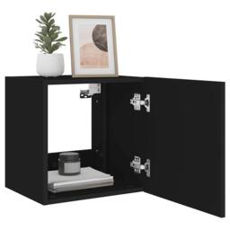 Berkfield Home TV Wall Cabinet with LED Lights Black 40.5x35x40 cm - thumbnail 7