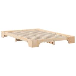 Berkfield Home Stylish Floor Bed Frame with Storage Brown 140 x 220 cm Solid pin in Natural - thumbnail 7