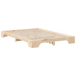Berkfield Home Stylish Floor Bed Frame with Storage Brown 140 x 220 cm Solid pin in Natural - thumbnail 3