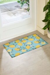 Artsy Mats Lemons on Blue Indoor Outdoor Doormat (70 x 40cm) - Size: 40 cm x 70 cm