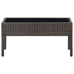 Berkfield Home Garden Table Brown 75x40x37 cm Poly Rattan - Size: 75 x 40 x 37 cm - thumbnail 3