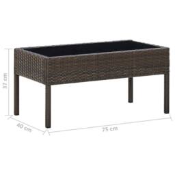 Berkfield Home Garden Table Brown 75x40x37 cm Poly Rattan - Size: 75 x 40 x 37 cm - thumbnail 5