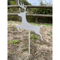 Poppyforge Leaping Deer Pot Stake (Pack of 3) - Bare Metal/Ready to Rust - H25 cm in White - thumbnail 4