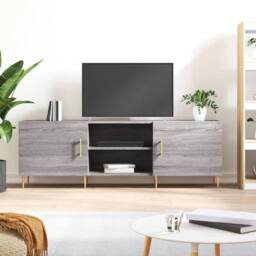 Berkfield Home TV Cabinet Grey Sonoma 150x30x50 cm Engineered Wood - Size: 150 x 30 x 50 cm - thumbnail 2