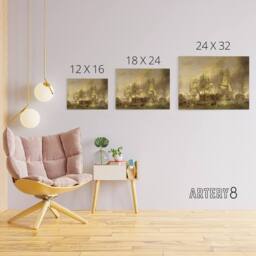 "Artery8 Stanfield The Battle Of Trafalgar Canvas Wall Art Print in Brown - Size: W18"" x H24""" - thumbnail 4
