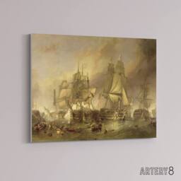 "Artery8 Stanfield The Battle Of Trafalgar Canvas Wall Art Print in Brown - Size: W18"" x H24""" - thumbnail 2