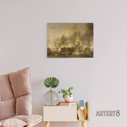 "Artery8 Stanfield The Battle Of Trafalgar Canvas Wall Art Print in Brown - Size: W18"" x H24""" - thumbnail 3
