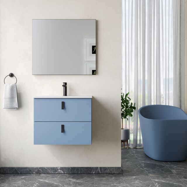 Banyetti Invicta 600mm Wall Hung Vanity with Athena Basin - Powder Blue - image 1