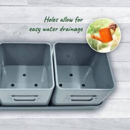 Green Thumbz Set of 3 Herb Planter Indoor with Leather Handled Tray in Grey - thumbnail 5