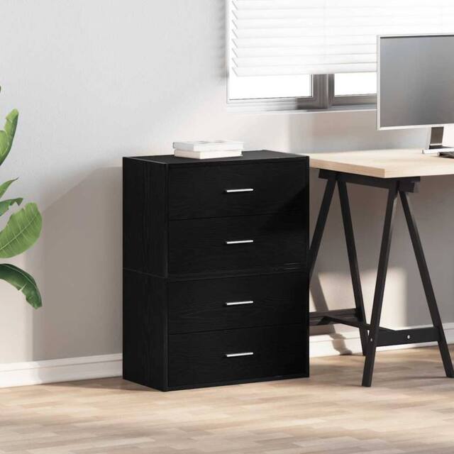 Berkfield Home Durable Cabinets with 2 Drawers 2 pcs Black Oak 60x31x40 cm Engin - Size: 60 x 31 x 40 cm - image 1