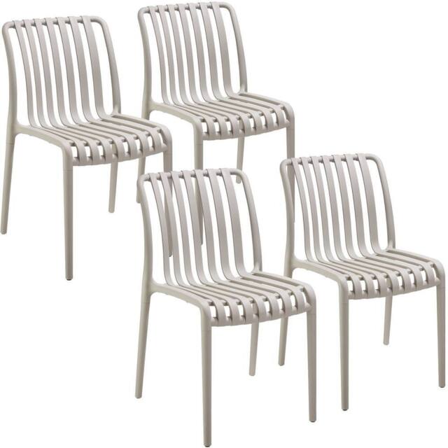 tectake Garden chairs Alcudia - durable, stackable & weather-resistant in Taupe - Size: 4 Person - image 1