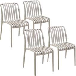 tectake Garden chairs Alcudia - durable, stackable & weather-resistant in Taupe - Size: 4 Person - thumbnail 1