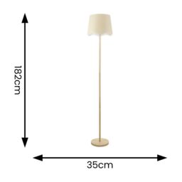 ValueLights Heather Light Wood Single Stem Floor Lamp with Scallop Edge Tapered Lamp Shade in White - thumbnail 4