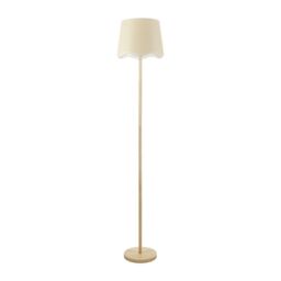 ValueLights Heather Light Wood Single Stem Floor Lamp with Scallop Edge Tapered Lamp Shade in White - thumbnail 2