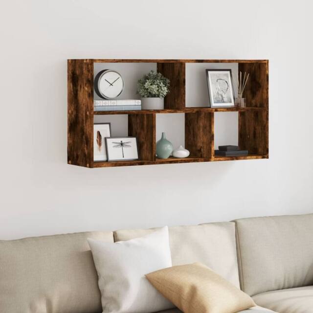 Berkfield Home Wall Shelf Smoked Oak 100x25x50 cm Engineered Wood in Brown - Size: 100 x 25 x 50 cm - image 1