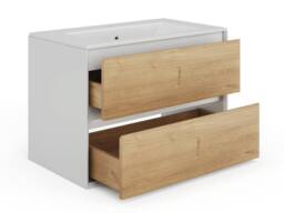 Vente-unique Wall-Hung Bathroom Vanity Unit With Inset Basin - Light Natural and in Light Oak - thumbnail 5