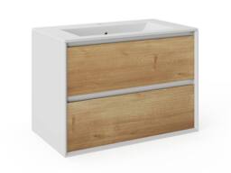 Vente-unique Wall-Hung Bathroom Vanity Unit With Inset Basin - Light Natural and in Light Oak - thumbnail 1